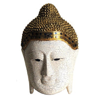 Buddha Mask, white and gold wood